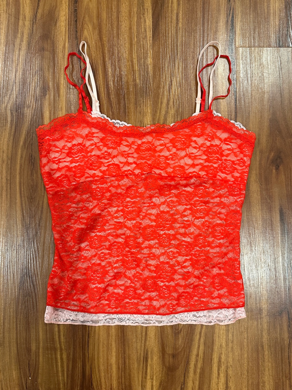 White Fox Boutique Red & Pink Lace Camisole